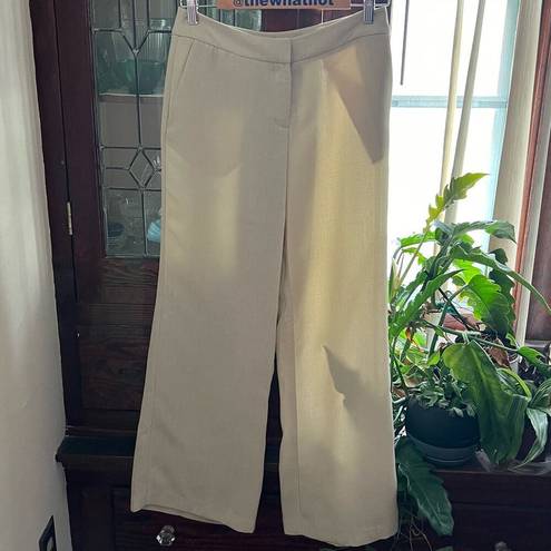 Krass&co Vintage NY& Trousers 6 PETITE Beige Loose Leg Mid Rise Seersucker Women 90s