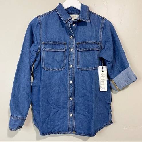 Treasure & Bond  Women’s Denim Button Up Long Sleeve Shirt Blue Wash Sz XS NWT