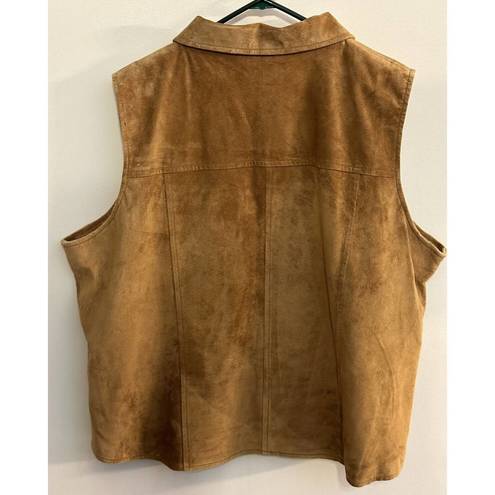 St. John’s Bay ST JOHN'S BAY Women’s Plus 24W Genuine Suede Brown Full Zip Vest Washable VTG