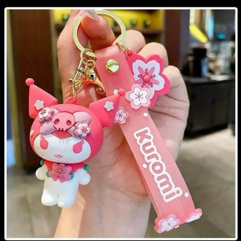 Sanrio  Kuromi Sakura Cherry Blossom Kawaii Cute Backpack Charm Keychain Gift​​