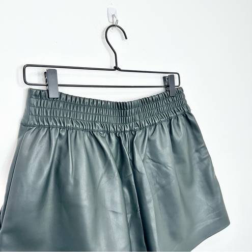 Susana Monaco  Faux Leather Pleated Shorts Dark Green Size Medium