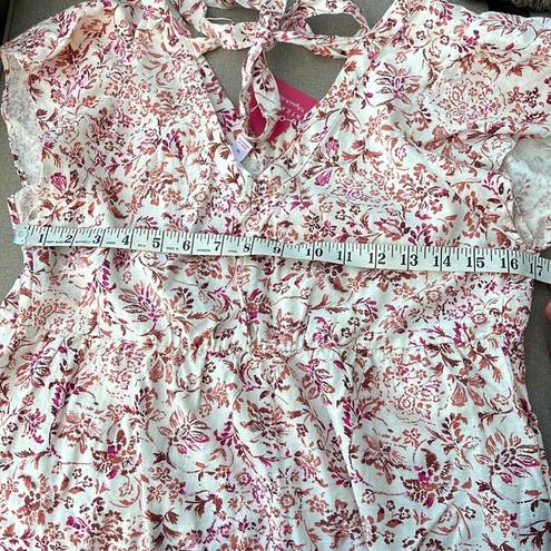 Isabel Maternity  Pink & White Floral Dress Linen Blend Medium NEW