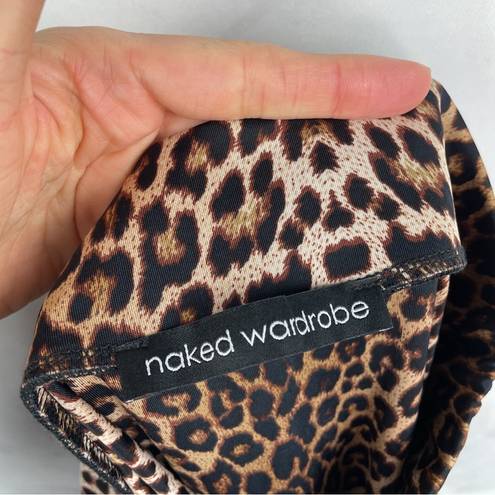 Naked Wardrobe  Leopard Animal Print High Waisted Stretch Bodycon Skirt Mobwife S