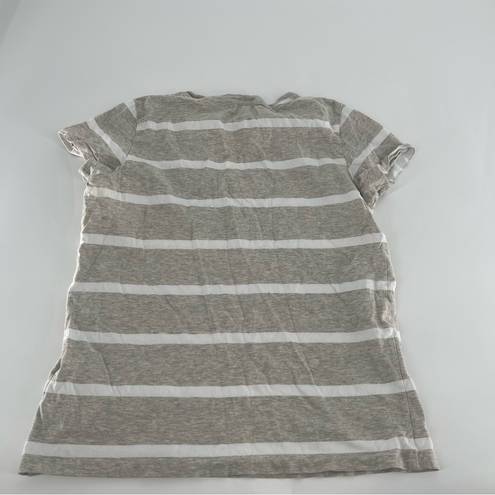 Polo  Ralph Lauren White & Gray Striped V Neck T Shirt