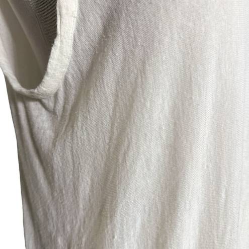 The Row  Soft Slouchy Relaxed Semi Sheer Low Scoop Tank Top Back Seam White M / L