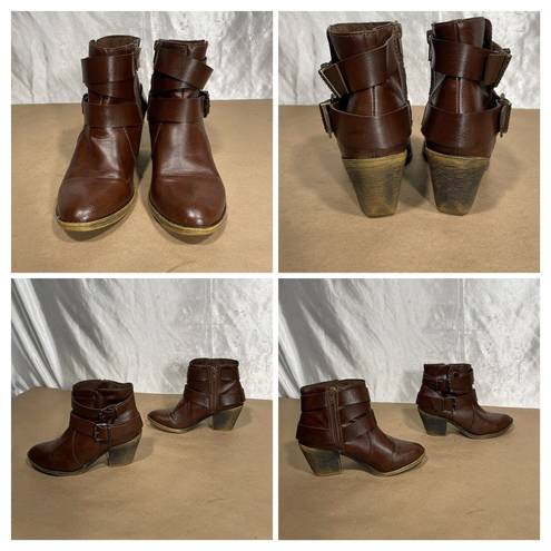 blowfish  Brown Leather Heeled Ankle Boots Women’s Size 6