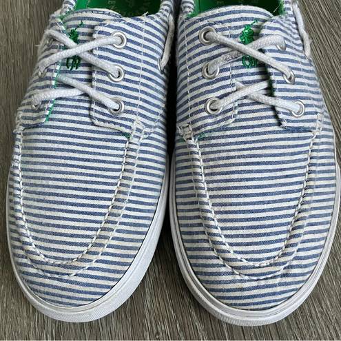 Polo  Ralph Lauren Lilia Seersucker Boat Shoes Women’s Size 8.5