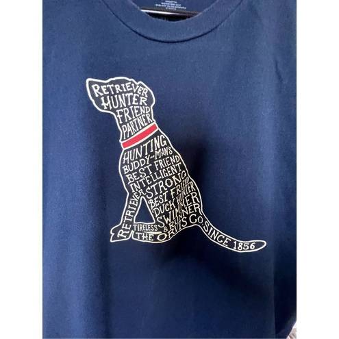 Orvis  Navy Blue Dog and Writing Graphic Short Sleeve  T-Shirt