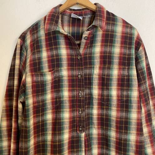 Krass&co Russ Sport  Women’s Comfy Cotton Button Down Plaid Shirt Size Large