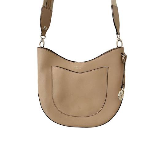 Henri Bendel Leather Crossbody Hobo Bag Beige Women's