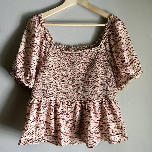 Old Navy  Short Sleeve Smocked Printed Blouse Size Large