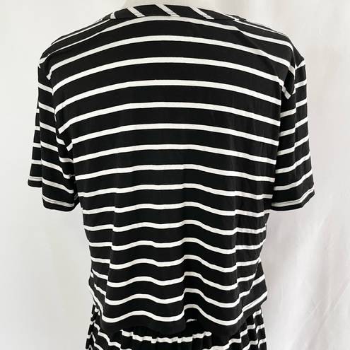 Market & Spruce New  Cut Out Back Striped T-Shirt Dress Black White Size Large