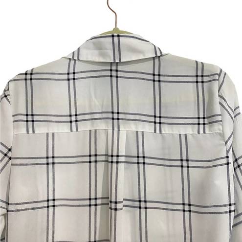 Fortune + Ivy  Christelle Button Down White Plaid Blouse Sz M NWT