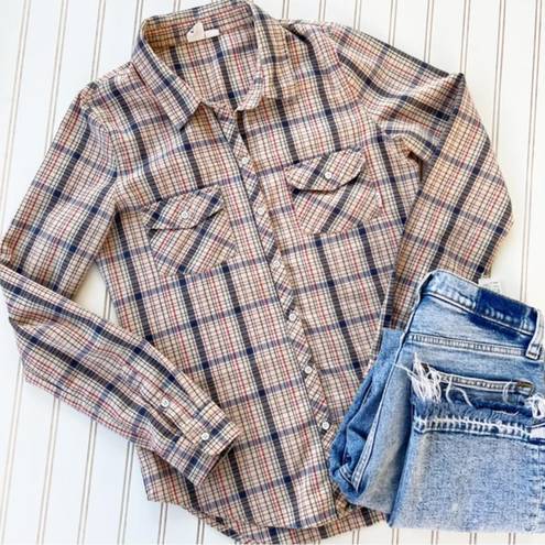 Roxy  Tan Plaid Button Shirt