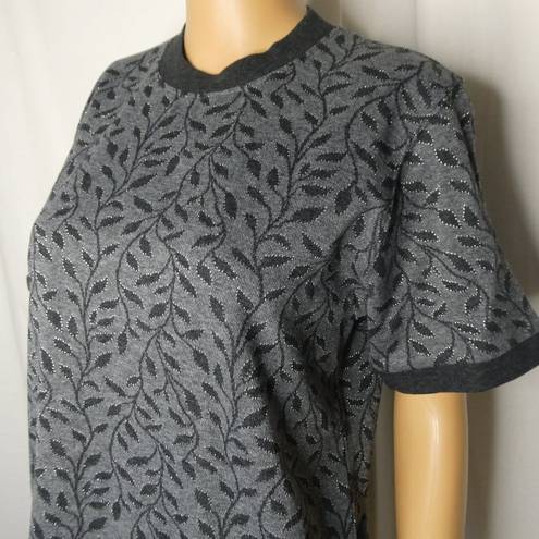 Cathy Daniels  Vines Metallic 1/2 Short Sleeve Sweater Grey Silver Black Small