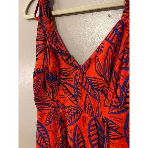 Alexis  for Target Tropical Leaf Tie Strap Asymmetrical Hem Dress Sz. XS