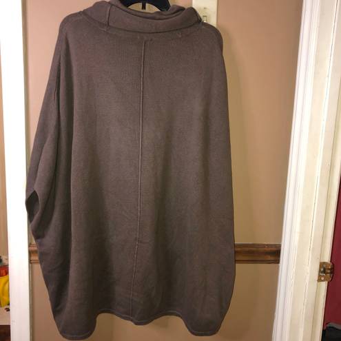 J.Jill  pure Jill cashmere Sleeveless cowl neck tunic poncho sweater brown m/l