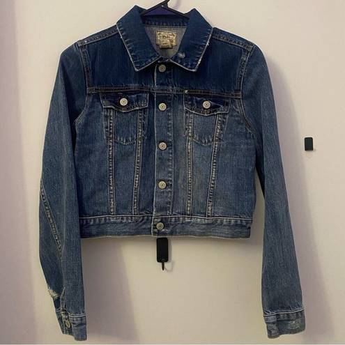 Polo  Ralph Lauren Blue Jean Jacket Denim Cotton Distressed Cropped