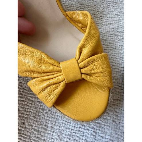 Talbots Yellow Leather Bow Wedge Heels Sz 6.5