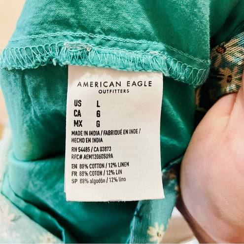 American Eagle  Teal Floral Mini Dress Large