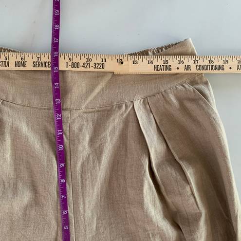 Abercrombie & Fitch Large Linen Ultra Wide Leg Pants Beige Tan Sand Elastic