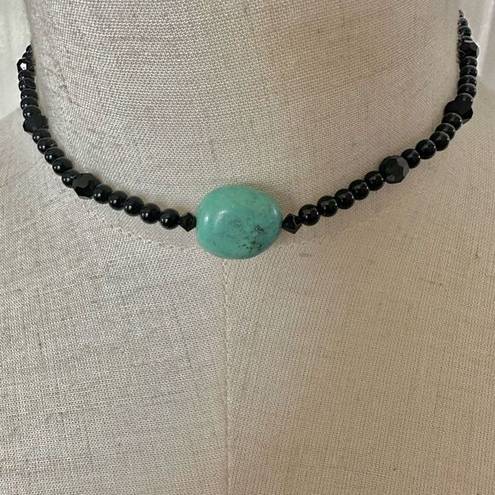 Onyx  and turquoise choker necklace