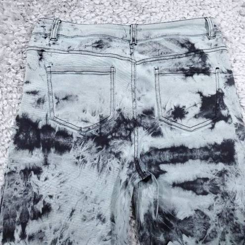 Dolls Kill FLAWS  Current Mood Ride Or Dye Wide Leg Jeans Teal Tie Dye Medium