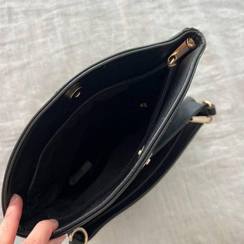 Mulberry  Black Genuine Leather Foldover Clutch Crossbody Bag