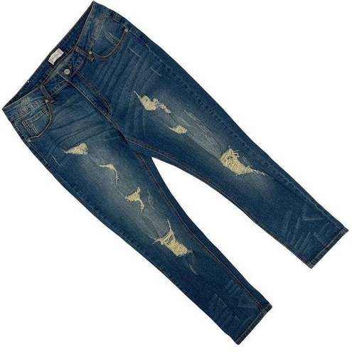 Altar'd State  Medium Wash Distressed High Waisted Stretch Straight Leg Jeans 29