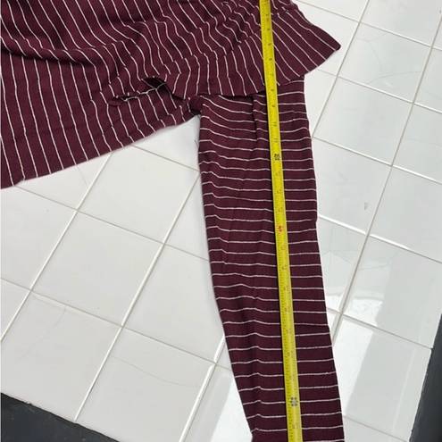 a.n.a  Burgundy & Grey Striped Sweater Long Sleeve Ruffle.