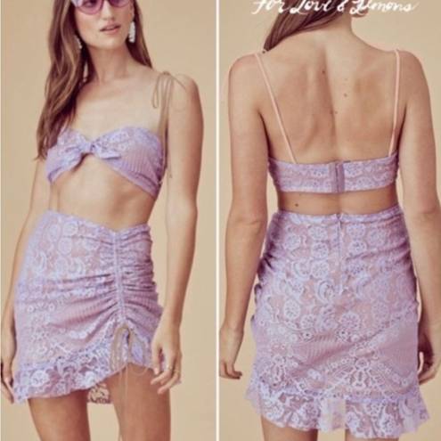 For Love & Lemons  Valentina Lace Bra and Skirt Set