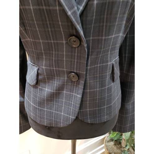 EXPRESS  Design Studio Women Gray Plaid Single Breasted Two Button Blazer Size 10