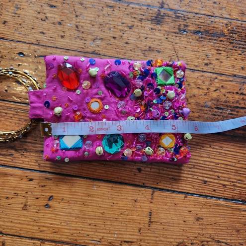 Krass&co Two's  Vintage Y2K Bracelet Wristlet Bag Pink Beaded Made in India