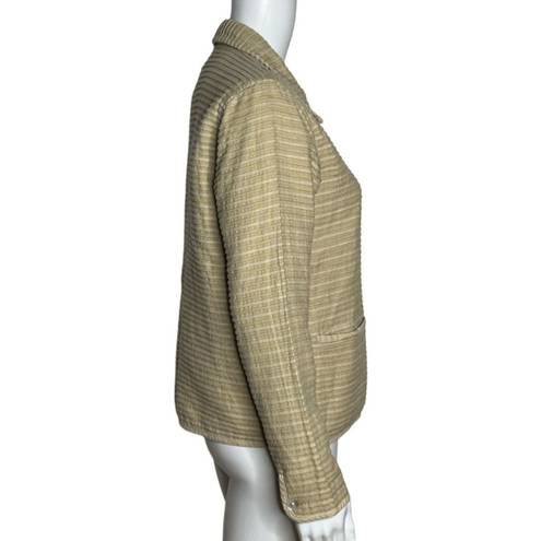 The Territory Ahead  Jacket Womens Medium Tan Pleated Blazer Neutral Minimalist