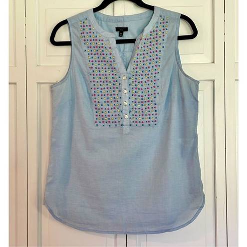 Talbots  blue beaded front sleeveless blouse size medium petite