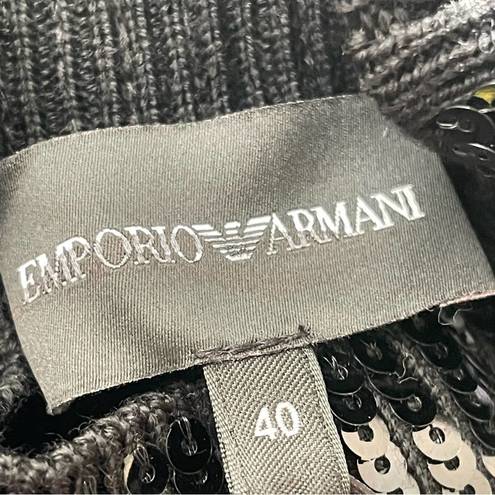 Emporio Armani  Black Wool Diamond Sequined Sweater Size 40