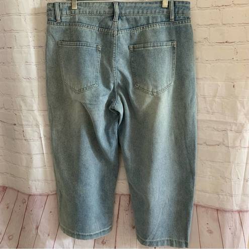 NWT Noracora cropped capri wide leg jeans light wash Size XL New!