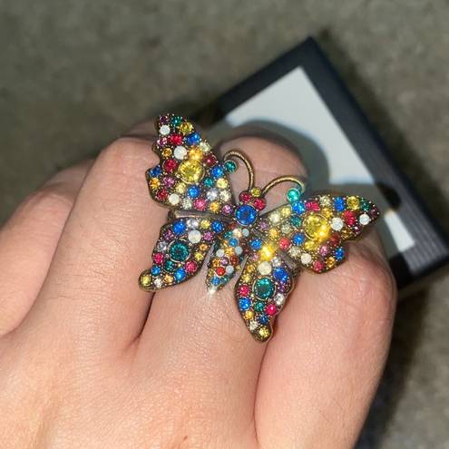 Gucci  multicolor butterfly motif ring size M