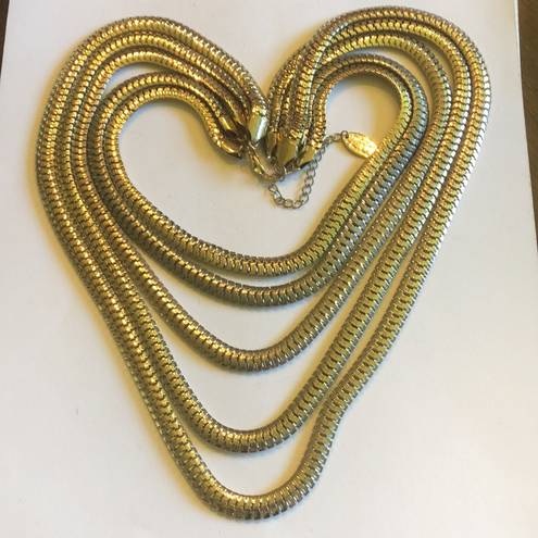 Nicole Miller Nicole by  5 Strand Gold Tone Boho Multi Chain Necklace