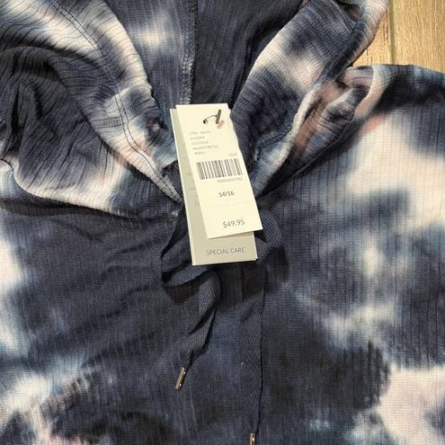 Lane Bryant NWT!  blue and white tie dye cowl neck shirt. Size 14-16