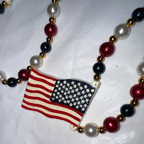 Vintage Mardi Gras American Flag Bead Red