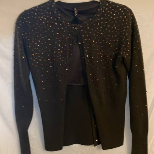 Renee C . by so cool Brown sparkle Cardigan- 100% Cashmere- size Small