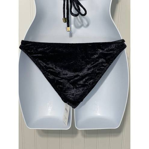 Onyx Shan Velvet Velour Triangle Swim Bikini Set  Black Top & Bottom Size 8