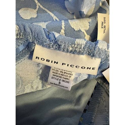 Robin Piccone  women's Sadie Floral Sky Blue Bikini Bottom Small NEW $66