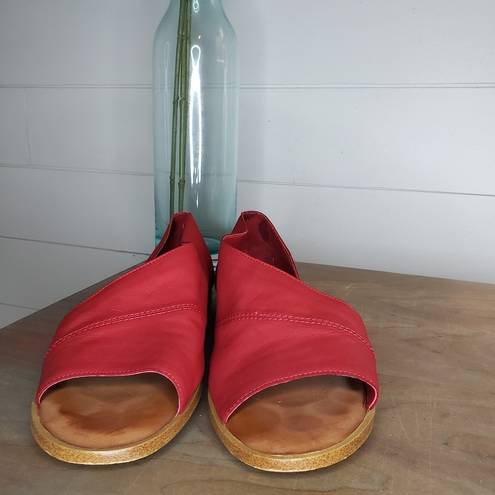 1. State  Red Leather Celvin Slip On Open Almond Toe Sandals Size 10