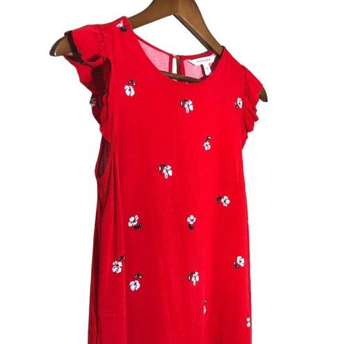 Popsugar  Floral‎ Mini Shift Dress Ruffle Whimsical Romantic Valentine Feminine S