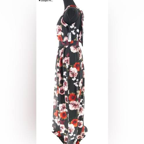 INC  International Concepts Women's Floral-Print Halter Maxi Dress Black Size 4