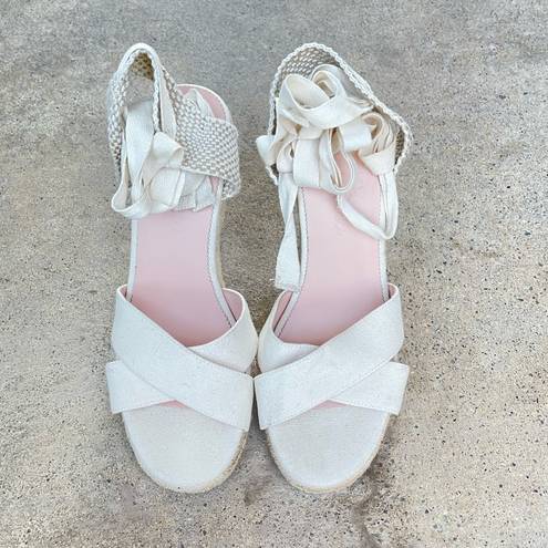 J.Crew  Lace-Up Canvas & Leather Espadrille Wedges size 9