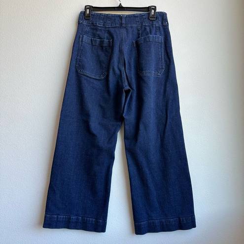 Anthropologie By  Wide Straight Leg Relaxed Dark Solid Wash Jeans Size 30 Silk