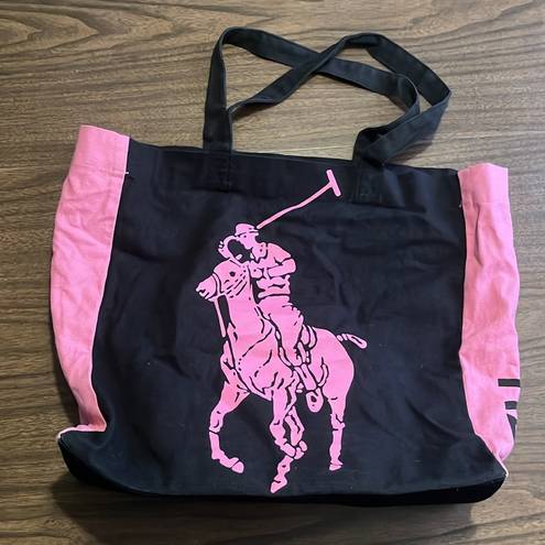 Polo  Ralph Lauren Pink and Black Canvas Tote Bag